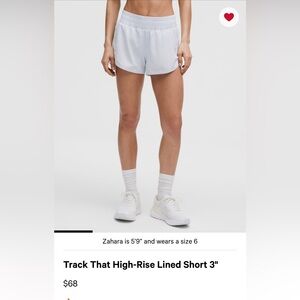 Lululemon High-Rise Lined Shorts- Track That Short 3” Starch blue